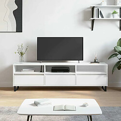 Maison Chic Meuble TV scandinave - Banc TV pour salon blanc 150x30x44,5 cm bois d'ingénierie -MN13578