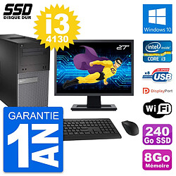 PC Tour Dell 3020 Ecran 27" Intel Core i3-4130 RAM 8Go SSD 240Go Windows 10 Wifi - Occasion