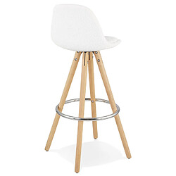 Alterego Tabouret de bar 'FLORENCE' en tissu bouloché blanc style scandinave pas cher