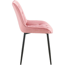 Avis Decoshop26 Chaise de salle à manger x1 assise et dossier capitonné en velours rose et métal noir 10_0002166