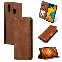 Wewoo Housse Coque Étui en cuir avec rabat horizontal magnétique Business Skin Feel rétro pour Samsung Galaxy A20 et A30 Marron