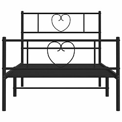 Maison Chic Lit adulte - Lit simple Cadre de lit métal avec tête de lit/pied de lit,Structure du lit Contemporain pour chambre noir 90x190 cm -MN87997 pas cher