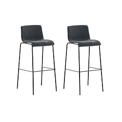 Decoshop26 Lot de 2 tabourets de bar avec repose-pieds dossier incurvé en tissu gris foncé et 4 pieds en métal noir 10_0004200