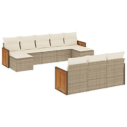 Maison Chic Salon de jardin avec coussins 10 pcs | Ensemble de Table et chaises | Mobilier d'Extérieur beige résine tressée -GKD30634