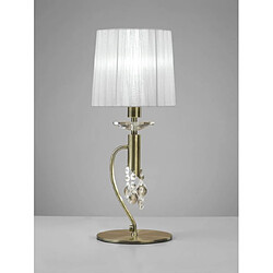 Luminaire Center Lampe de Table Tiffany 1+1 Ampoule E14+G9, laiton antique avec Abat jour blanc & cristal transaparent