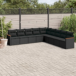 Maison Chic Salon de jardin 9 pcs avec coussins | Ensemble de Table et chaises | Mobilier d'Extérieur noir résine tressée -GKD66449