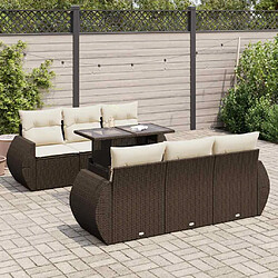 vidaXL Salon de jardin avec coussins 7 pcs marron résine tressée