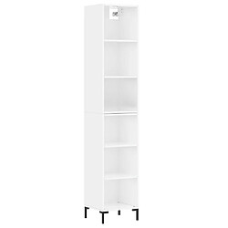 vidaXL Buffet haut Blanc brillant 34,5x32,5x180 cm Bois d'ingénierie