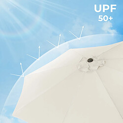 Helloshop26 Parasol décentré de jardin ombrelle de terrasse rotatif à 360° diamètre 3 m protection salaire upf 50+ inclinaison réglable avec manivelle d’ouverture socle beige 12_0001781