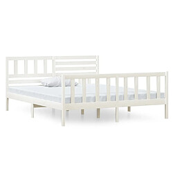 Maison Chic Lit adulte - Lit simple Cadre de lit,Structure du lit Contemporain Blanc Bois massif 140x190 cm -MN10158