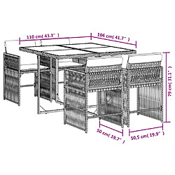 vidaXL Ensemble à manger de jardin 5 pcs coussins gris résine tressée pas cher