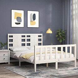 Avis Maison Chic Cadre/structure de lit avec tête de lit pour adulte - Lit Moderne Chambre blanc 120x200 cm bois massif -MN98419