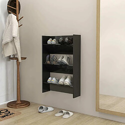 Maison Chic Armoire à Chaussures murale,Meuble de Rangement à Chaussures Noir brillant 60x18x90 cm Aggloméré -MN80402