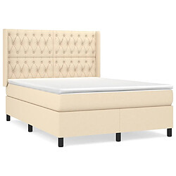 vidaXL Sommier à lattes de lit avec matelas Crème 140x190 cm Tissu