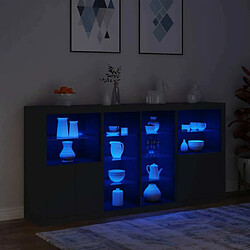 Maison Chic Commode Buffet - Meuble de rangement avec lumières LED noir 202x37x100 cm -GKD74250 pas cher