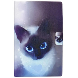 Etui en PU fermeture magnétique avec porte-cartes Visage de chat pour votre Samsung Galaxy Tab A8 (2021) SM-X200/SM-X205