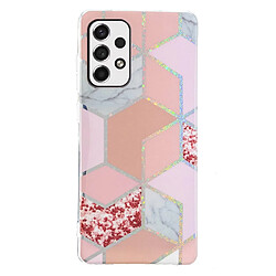 Coque en TPU anti-rayures, galvanoplastie, motif marbre Losange/rose pour votre Samsung Galaxy A53 5G