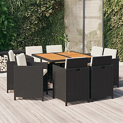 Maison Chic Mobilier à dîner 9 pcs de jardin avec coussins - Ensemble table et chaises d'extérieur - Salon/Mobilier de jardin classique Résine tressée Noir -MN82354