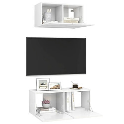 Avis Maison Chic Ensemble de meubles TV 2 pcs | Banc TV Moderne pour salon | Meuble de Rangement - Blanc brillant Aggloméré -MN78328