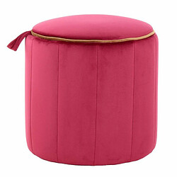 Paris Prix Pouf Rond Velours Reese 43cm Rouge Foncé