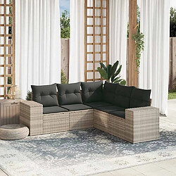 vidaXL Salon de jardin 5 pcs avec coussins gris clair résine tressée