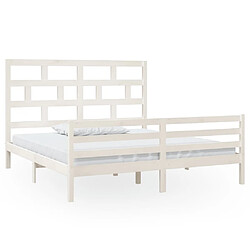 Maison Chic Lit Super King - Cadre de lit,Structure du lit Contemporain pour chambre Blanc Bois massif 180x200 cm -MN99574