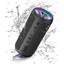 Chrono Haut-parleurs Bluetooth, haut-parleurs Bluetooth sans fil portables avec lumières LED, volume plus important et basses améliorées, étanche IPX7, 31 heures de temps de jeu, haut-parleurs Bluetooth durables, adaptés aux voyages et à l'extérieur(Noir)