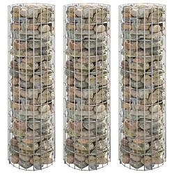 vidaXL Lit surélevé à gabion circulaire 3pcs Acier galvanisé Ø30x100cm