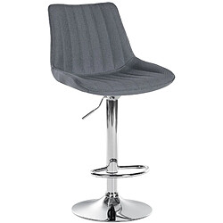 Decoshop26 Tabouret de bar x1 réglable en hauteur pivotant à 360° assise en tissu gris couture verticale pied métal aspect chromé 10_0005433