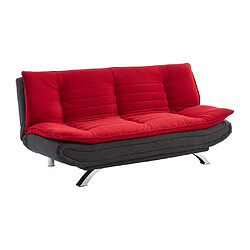 Avis Vente-Unique Canapé convertible clic-clac en tissu DEMIDO III - Bicolore rouge et anthracite