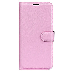 Etui en PU texture litchi, fermoir aimanté avec support rose pour Honor 60