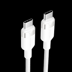 Câble USB 2.0 Nickelé Vention - 60W - 3A - 480Mbps - 2m - PVC + Aluminium - Couleur Blanc