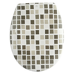 MSV Abattant Wc Thermo Dur Effet Mosaîque Taupe & Blanc - Charnières PS