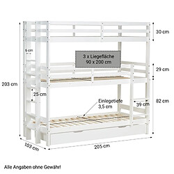 Avis Homestyle4U Lit superposé triple 90x200 avec matelas