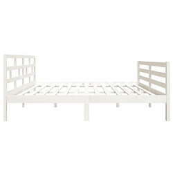 Maison Chic Lit Moderne Chambre - Cadre/structure de lit pour adulte Blanc Bois massif 140x190 cm -MN94768 pas cher