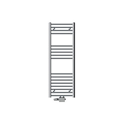 LuxeBath Radiateur de salle de bains Sahara 400x1200 mm, chrome, droit avec raccord central y compris garniture de raccordement avec thermostat universel forme d'angle