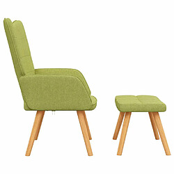 Avis vidaXL Chaise de relaxation avec tabouret Vert Tissu