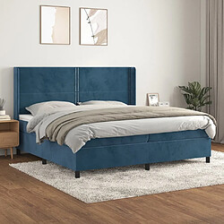 Maison Chic Lit Adulte - Lit simple Lit à sommier tapissier et matelas moelleux - Meuble de Chambre - Bleu foncé 200x200cm Velours -MN36857