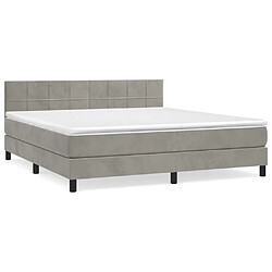 Maison Chic Lit Adulte - Lit simple Lit à sommier tapissier et matelas moelleux - Meuble de Chambre - Gris clair 160x200cm Velours -MN20900