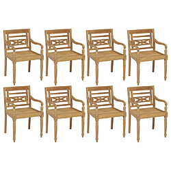 vidaXL Chaises Batavia lot de 8 Bois de teck solide 