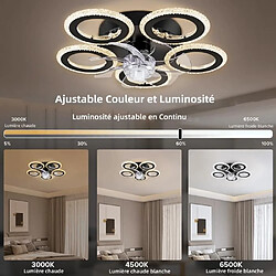 FIMEI Ventilateur de plafond LED 6 vitesses ventilateur silencieux avec éclairage dimmable 3 couleurs