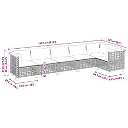 vidaXL Salon de jardin 6 pcs avec coussins noir résine tressée pas cher