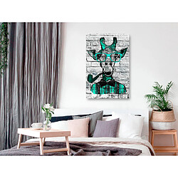 Artgeist Tableau - Giraffe with Pipe (1 Part) Vertical Green [20x30]