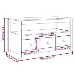 vidaXL Table basse Blanc 102x49x55 cm Bois massif de pin pas cher