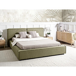 Beliani Lit double 160 x 200 cm en tissu vert LINARDS