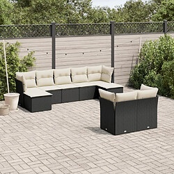 Maison Chic Salon de jardin 9 pcs avec coussins | Ensemble de Table et chaises | Mobilier d'Extérieur noir résine tressée -GKD56310