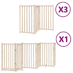 vidaXL Barrière pour chien porte pliable 15 panneaux bois de peuplier