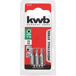 3 Embouts INDUSTRIAL STEEL, 25mm TORX T15 SB KWB