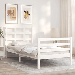 Avis vidaXL Cadre de lit sans matelas blanc 100x200 cm bois massif