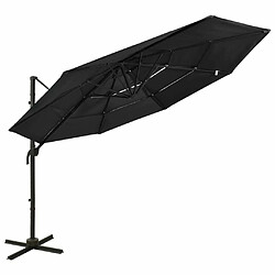 Maison Chic Parasol Jardin | Parasol à 4 niveaux avec mat en aluminium Noir 3x3 m - GKD40222